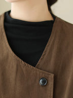 Veste femme style japonais vintage – Col V et boutons