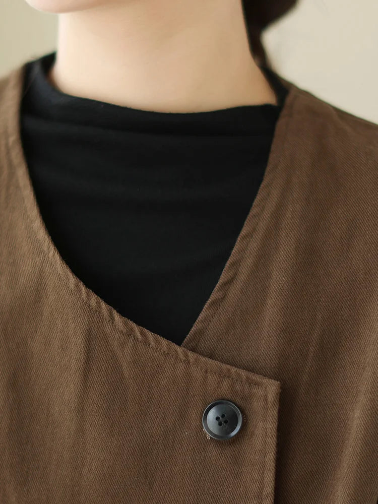 Veste Femme Style Japonais Vintage – Col V Bouton