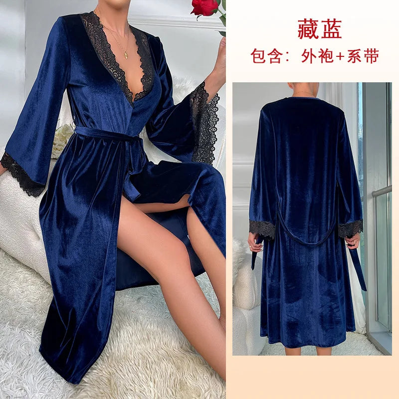 Robe de chambre femme en velours – Mi-longue et élégante