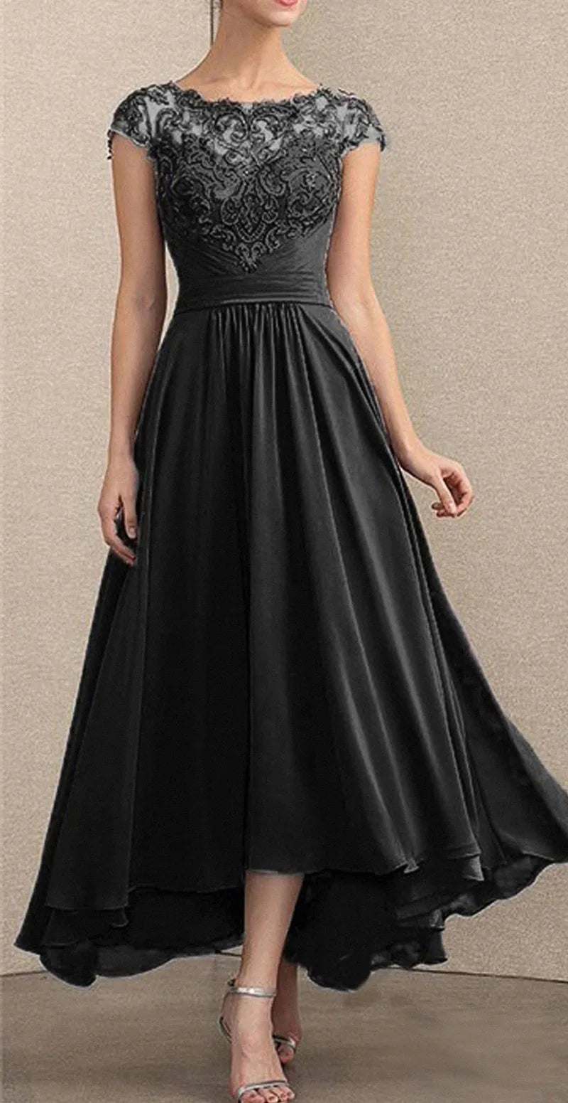 2026 Women's Elegant Evening Dresses O-Neck Sleeveless A-LINE Lace Chiffon Long Dresses Simple Prom High Waist Dress Female Robe