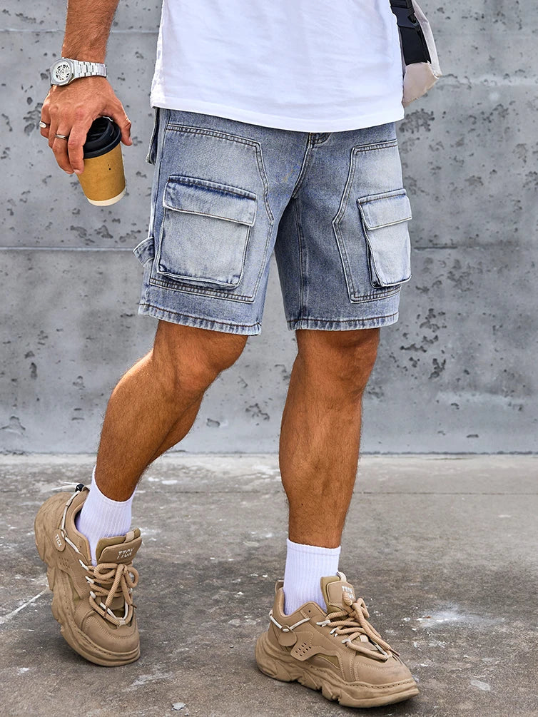 Short en denim homme bleu – Coupe droite streetwear