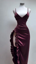 Best-selling new-style European cross-border dress with high-end style. Sexy V-neck backless halter top girl's dress.