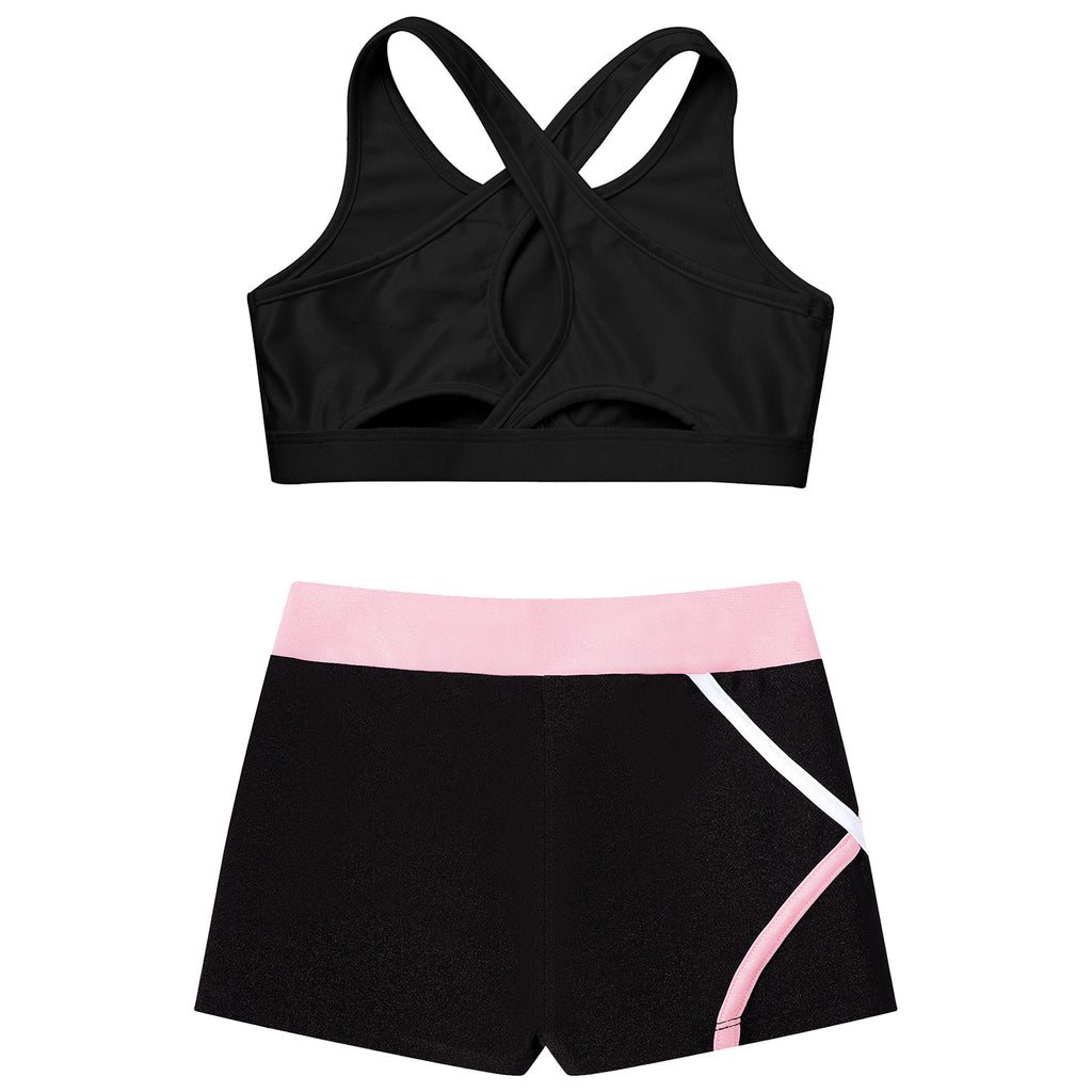 Children's Clothing Girls Ballet Dance Suits Crop Top + Shorts Sports Sets for Running Gym Workout Outfit 8 10 14 16 Kids Sets