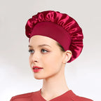 Newly Satin Night Hair Cap Women's Solid Sleeping Hat Sleep Care