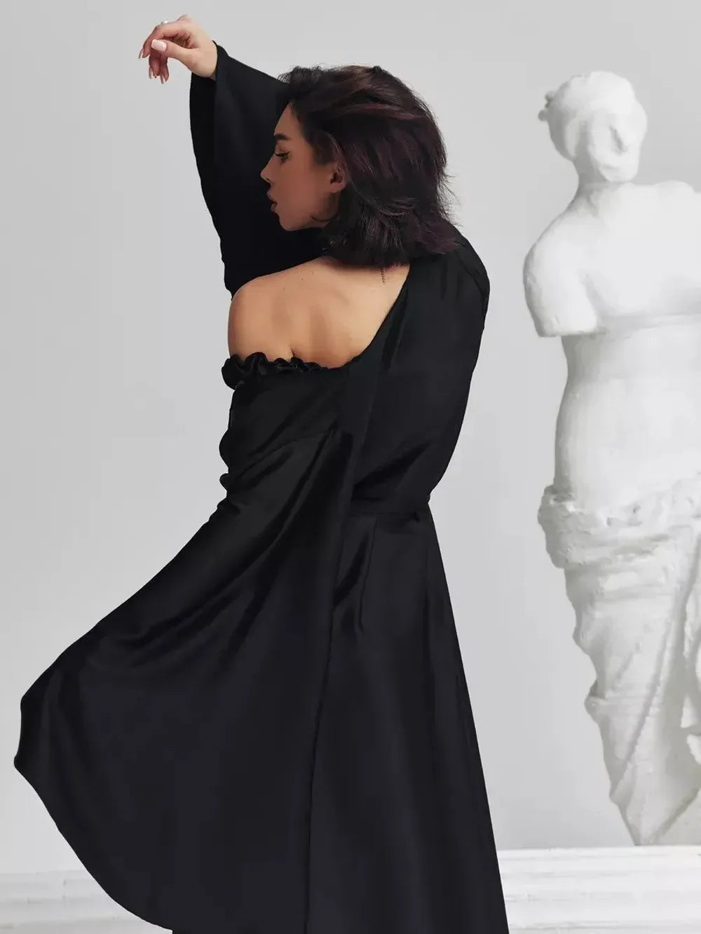 Robe longue femme d’hiver – Ceinture et manches longues