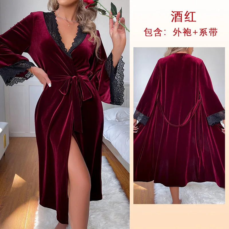 Robe de chambre femme en velours – Mi-longue et élégante