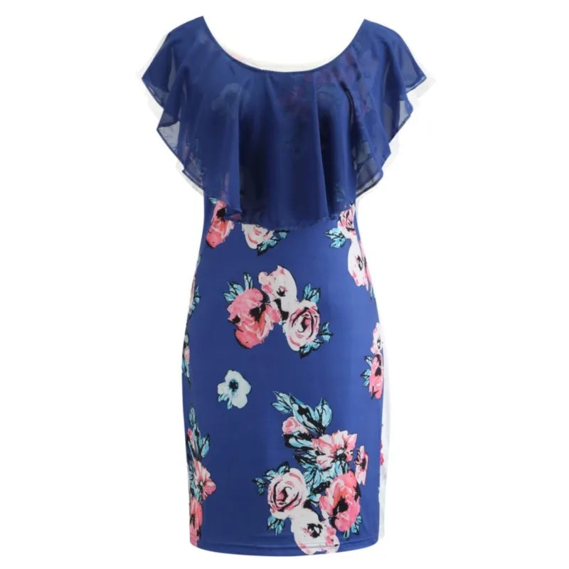 Dresses For Women Summer Style 2025 New Elegant Floral Printing Splicing Sexy Dresses Casual Office Lady Vestido Female Clothing