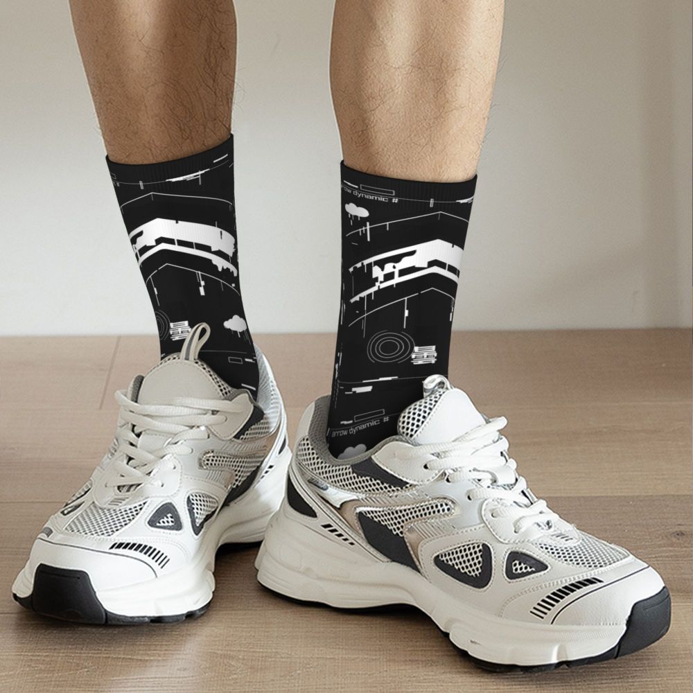Techwear Men's Crew Socks Unisex Fun Japanese Future Tech Street Wear Style Spring Summer Autumn Winter Dress Socks