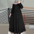 Retro Loose Large Round Neck Ruffle Dress, Arab Robe, Cotton and Hemp Art, Muslim Luxury Fashion, Spring and Autumn, New