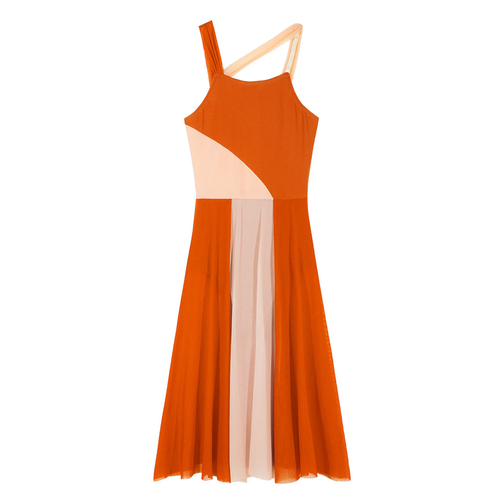 Women Ballet Dance Dress Adult Modern Contemporary Lyrical Dance Costumes Sleeveless Color Block Gymnastics Leotard Dancewear