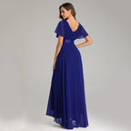 Evening Dresses XUCTHHC Elegant V-Neck Ruffles Chiffon Formal Evening