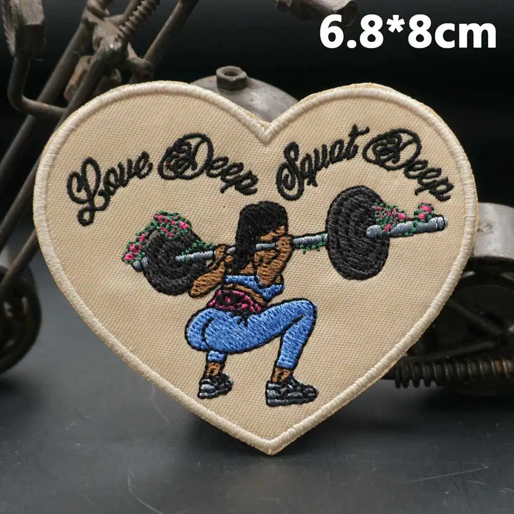 Patch brodé haltérophilie — À coudre sur vêtements, sacs et casquettes
