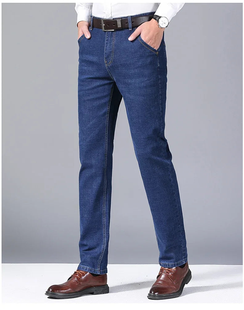 Men's Spring Autumn Vintage Black Business Jeans Men Casual Straight Stretch Classic Work Denim Trousers  Comfortable  Pant