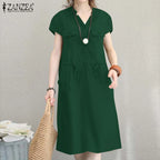 Robe femme ZANZEA à manches courtes – Cordon à la taille