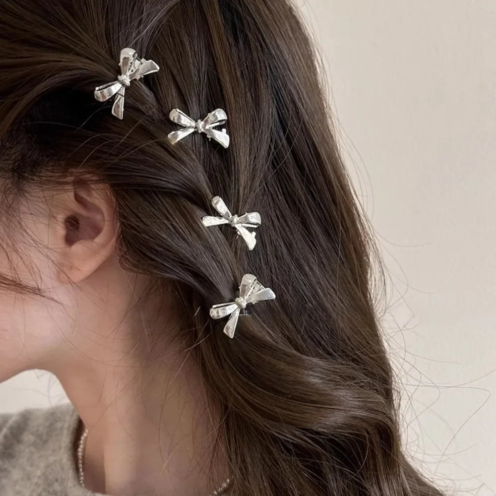 4Pcs/set of Women's New Golden Bow Mini Hairpins, Sweet and Cool Girl Bangs Hairpins and Hair Accessories