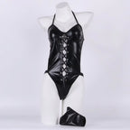 Body Lingerie Femme — Cuir & Dentelle, Dos Nu, Grande Taille