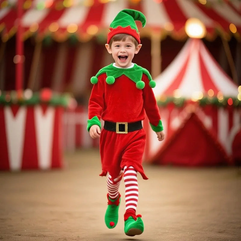 Enfant Elf Costume Christmas Toddler Niño Red Velvet Holiday Elfs Outfit Fancy Dress Up Costumes For Enfants New Arrivals 2026