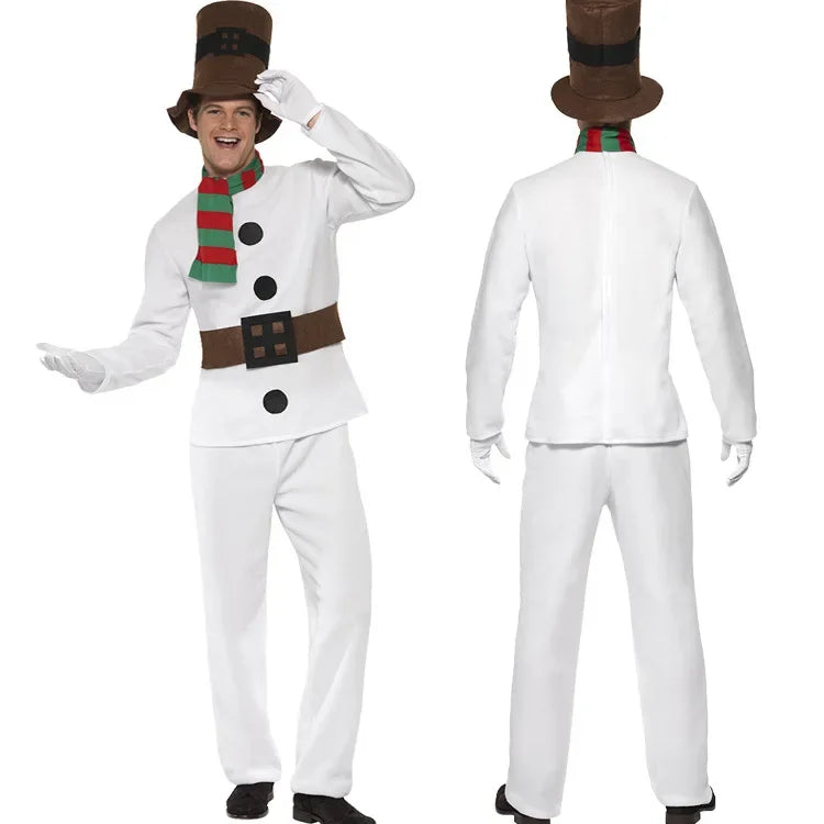 New Christmas Cosplay Costume Anime White Snowman Suit for Adult Women Men Carnival Theme Party Role Playing Outfits