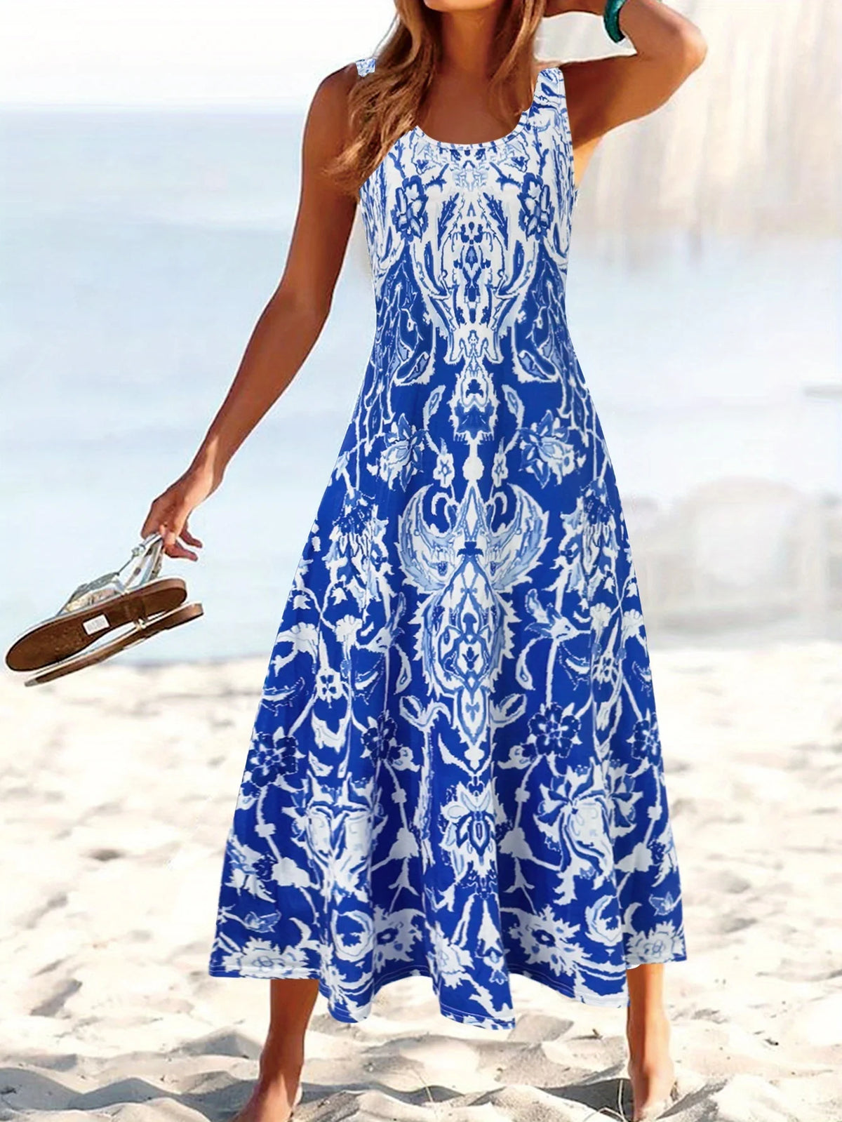 New Women's Casual Dresses New Fashion Vacation Style Floral Print Women'S Dress Female clothing Long Dresses Ladies Boho Dress