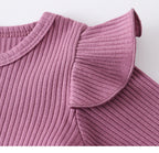 Newborn Baby Girl Clothes Set Solid Knitting Long Sleeve Tops Floral Print Pants Headband 3Pcs Outfits Casual Infant Clothing