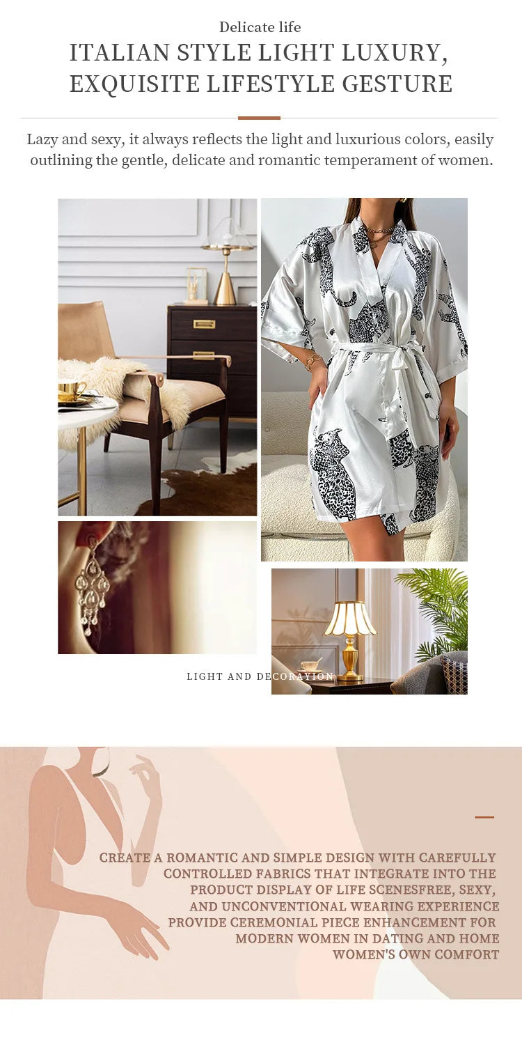 Robe kimono femme satinée – Col V et ceinture