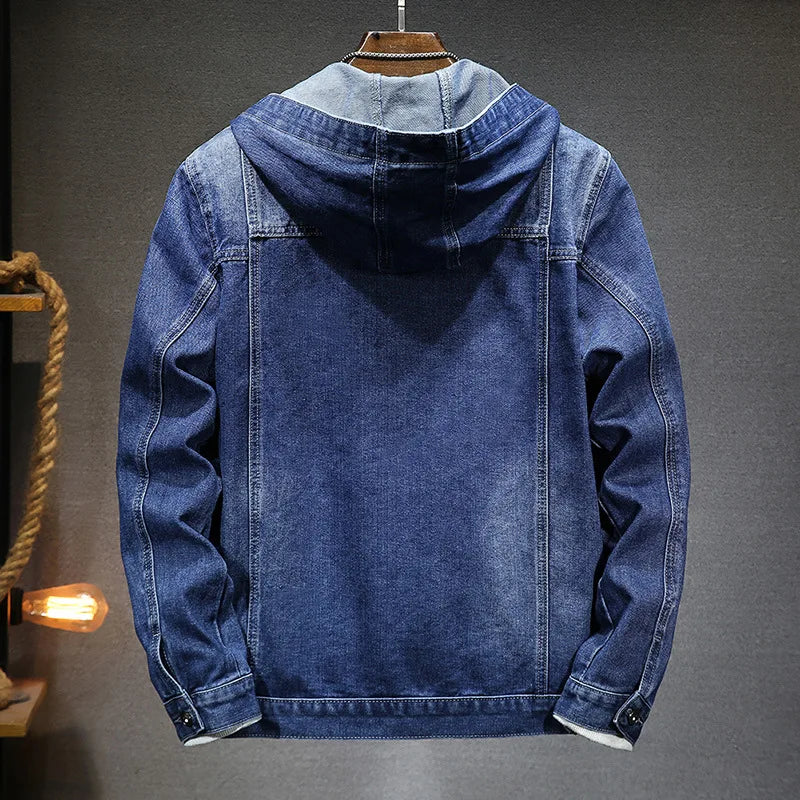 Veste Jean Homme À Capuche – Casual Manches Longues Printemps Été 2025
