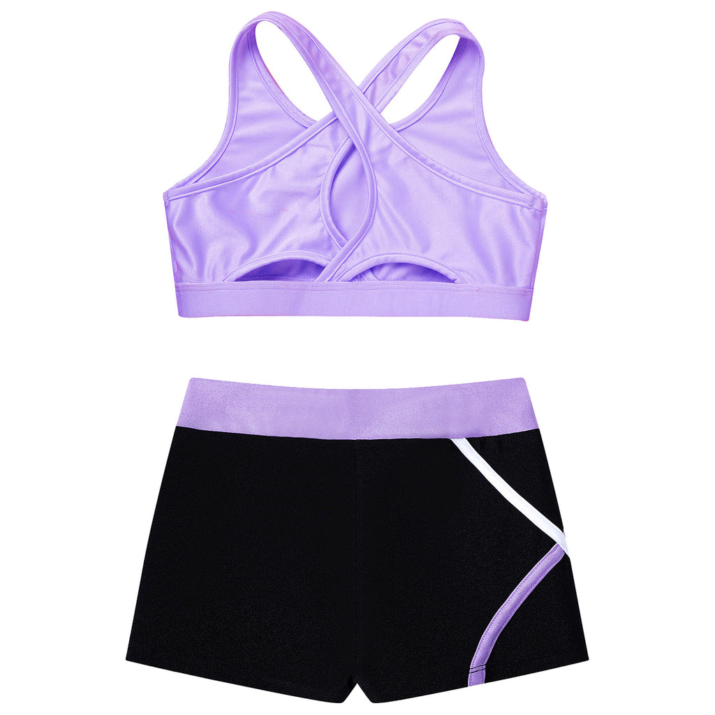 Children's Clothing Girls Ballet Dance Suits Crop Top + Shorts Sports Sets for Running Gym Workout Outfit 8 10 14 16 Kids Sets
