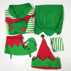 Zawaland Christmas Elf Costumes Dress Belt Hat Cosplay Family couple Carnival Party New Year Fancy Dress Up Set For Men Women