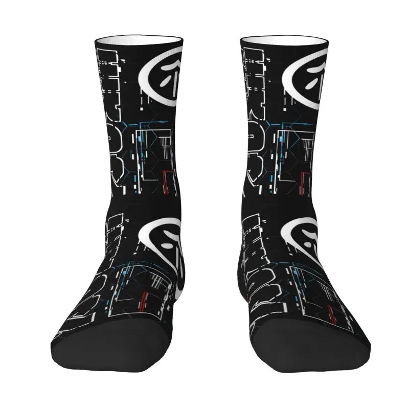 Techwear Men's Crew Socks Unisex Fun Japanese Future Tech Street Wear Style Spring Summer Autumn Winter Dress Socks