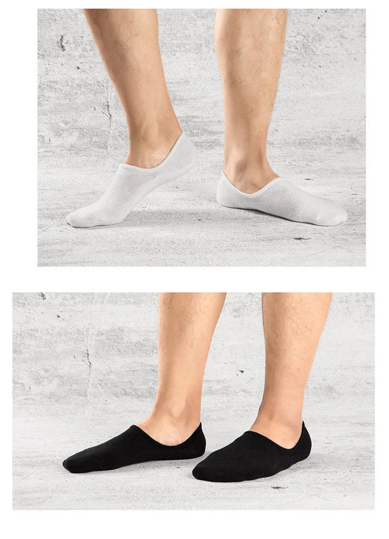 3 Pairs/Lot Plus Size EU47,48 Mens Low Cut Cotton Invisible Socks Silicone Non-slip Summer Autumn Comfort Black White Boat Socks