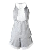 Pyjama femme 2 pièces – Débardeur et short à dentelle
