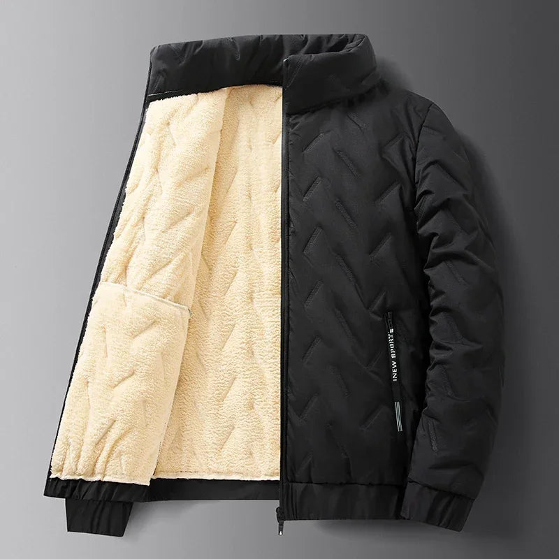 Parka Homme Laine d’Agneau – Imperméable Légère Col Montant Hiver