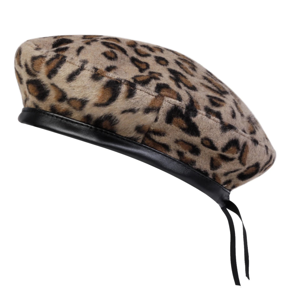 Unisex Fur Leopard Print Beret Men and Women Painters Hats Autumn Winter Warm Berets Flat Caps