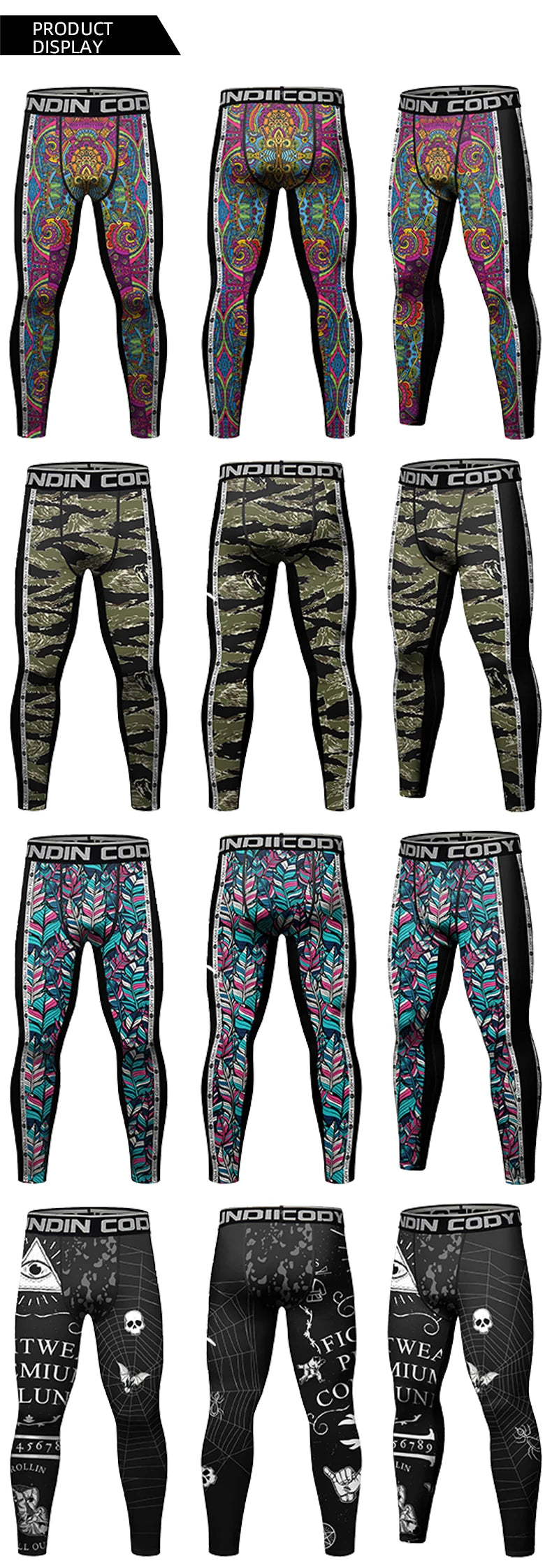 Legging Compression MMA Homme – BJJ Kickboxing Fitness Impression 3D