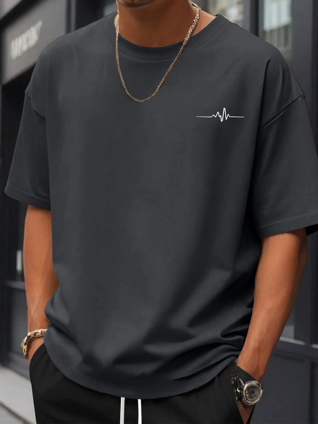 2026 Summer Best-selling Men's Pure Cotton T-shirt Street Casual Fashion Soft and Breathable Simple Stripes Pattern Print