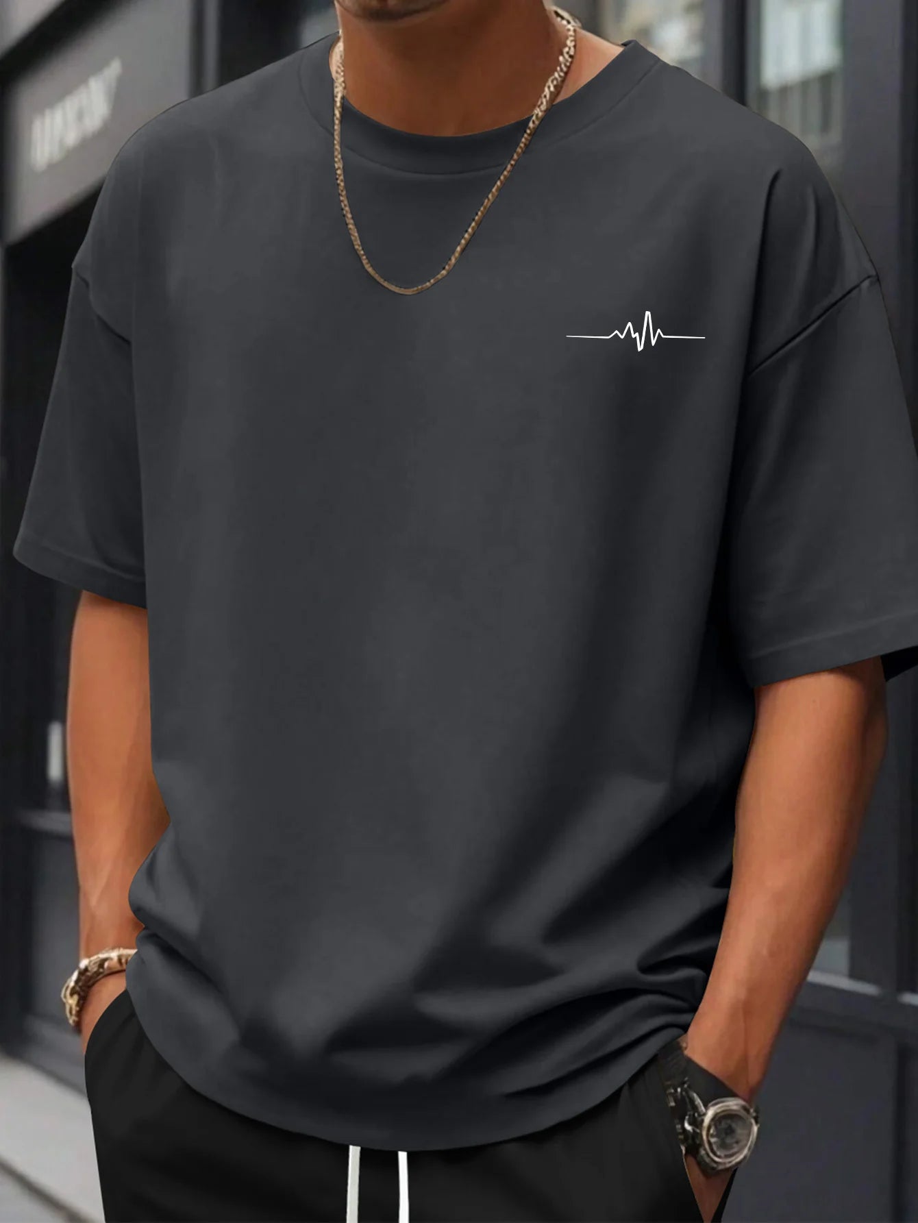 2026 Summer Best-selling Men's Pure Cotton T-shirt Street Casual Fashion Soft and Breathable Simple Stripes Pattern Print