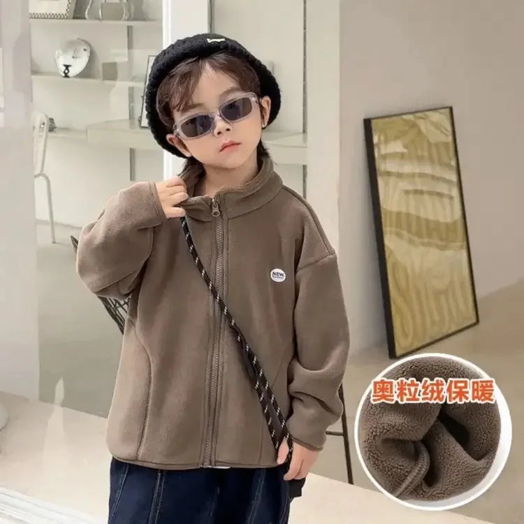 Manteau Polaire Enfant À Capuche – Double Polaire Chaud Zipé 2-14 Ans