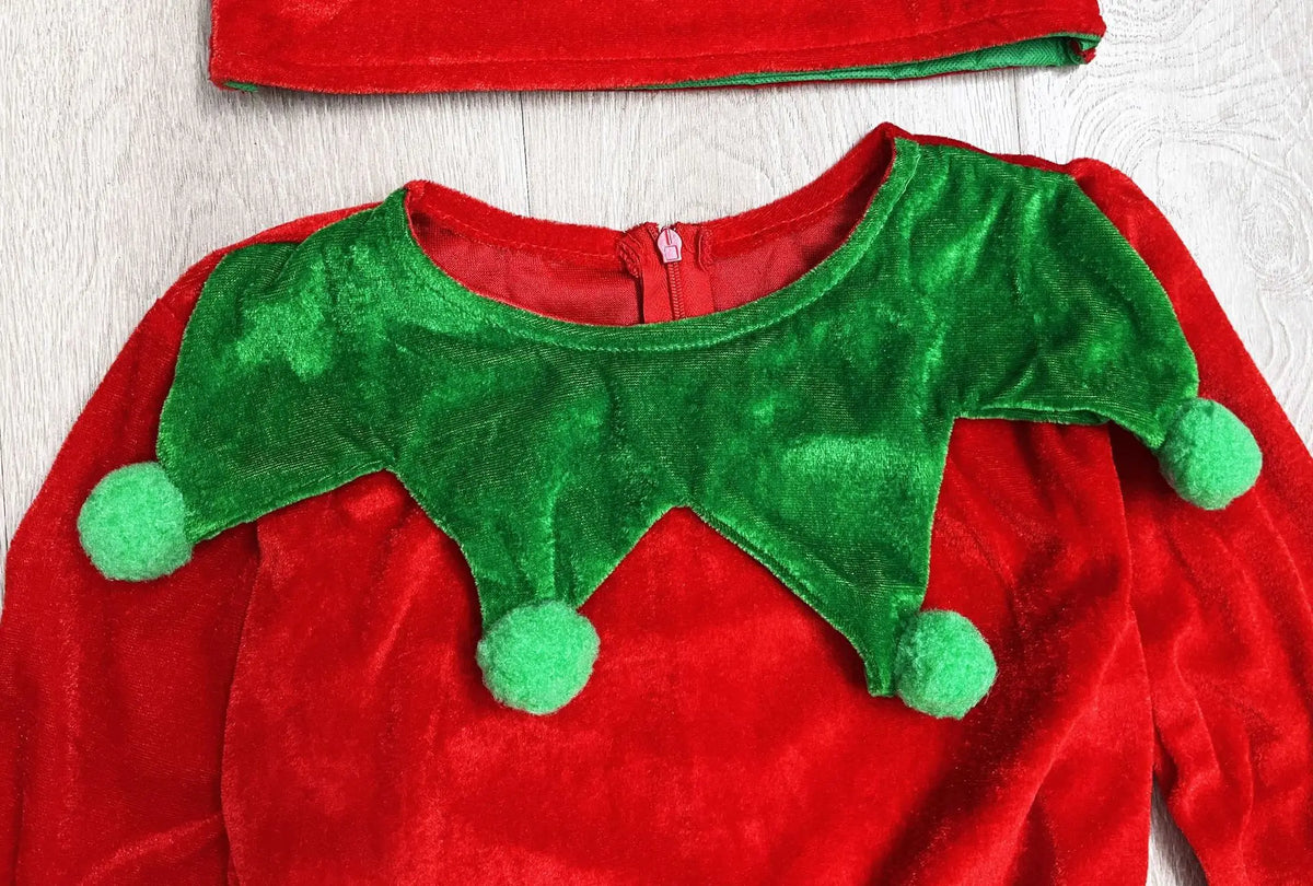 Enfant Elf Costume Christmas Toddler Niño Red Velvet Holiday Elfs Outfit Fancy Dress Up Costumes For Enfants New Arrivals 2026