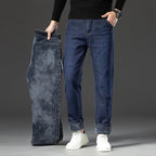 2026 Winter Fleece Thick Warm Men Jeans Slim Skinny Stretch Straight Classic Version of  Denim Plush Pants Male Brand Clothing