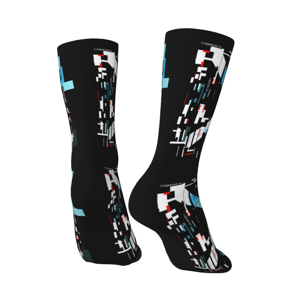 Techwear Men's Crew Socks Unisex Fun Japanese Future Tech Street Wear Style Spring Summer Autumn Winter Dress Socks