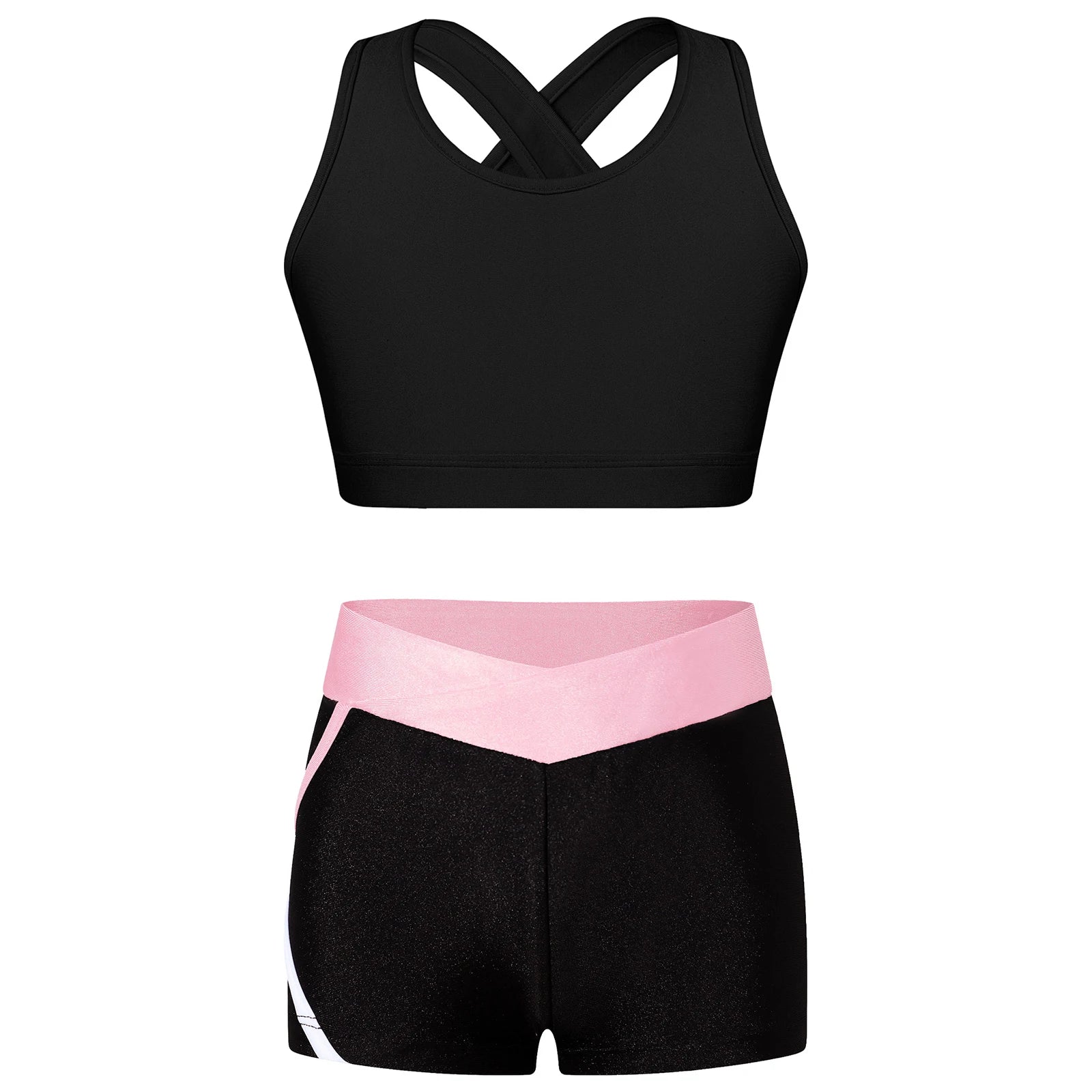 Children's Clothing Girls Ballet Dance Suits Crop Top + Shorts Sports Sets for Running Gym Workout Outfit 8 10 14 16 Kids Sets