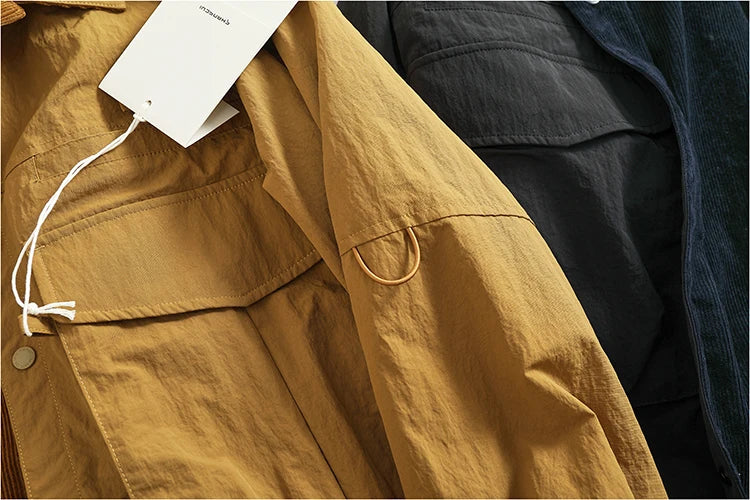 Veste Cargo Réversible Homme A+B – Poches Multiples Casual Américain Automne Hiver