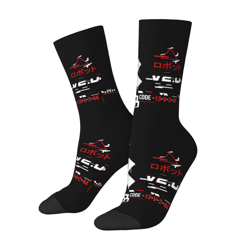 Techwear Men's Crew Socks Unisex Fun Japanese Future Tech Street Wear Style Spring Summer Autumn Winter Dress Socks