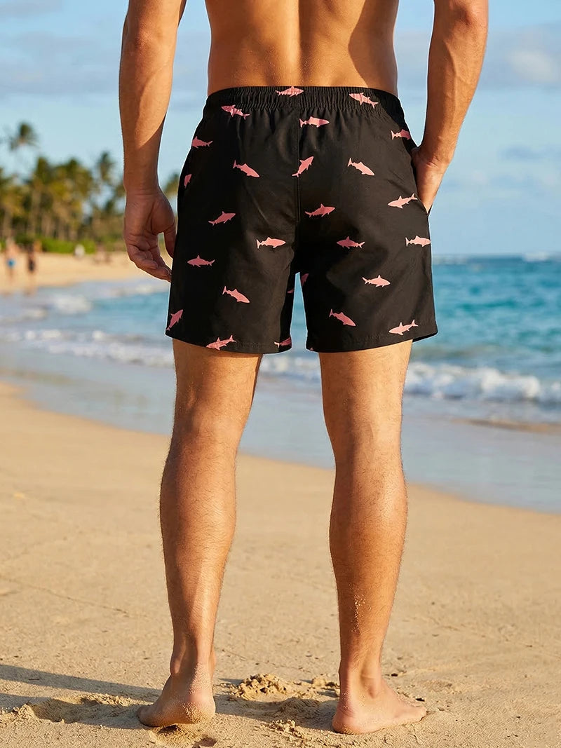 3D Print 2 in 1 Mens Swim Trunks Summer Quick Dry Beach Shorts with Phone Pocket Swimwear Swimsuit Bathing Suit  Board Shorts