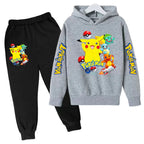 New Children's Sports Outfit Set-Hooded Jacket+long Pants with Cartoon Patterns Casual Loose Fit Suitable Boys Girls Aged3to13