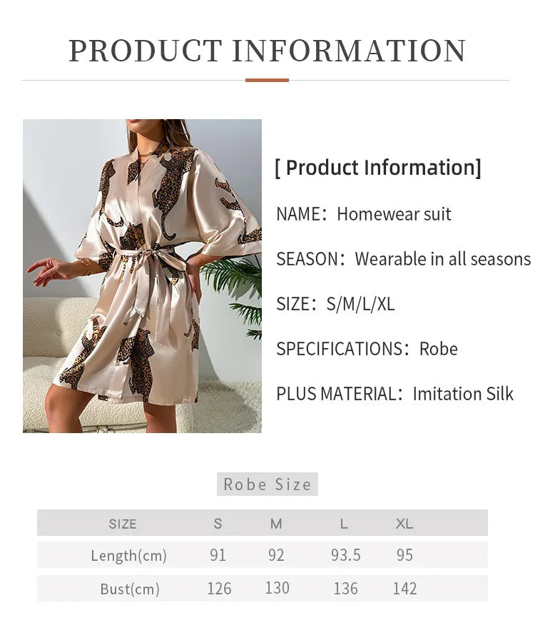 Robe kimono femme satinée – Col V et ceinture