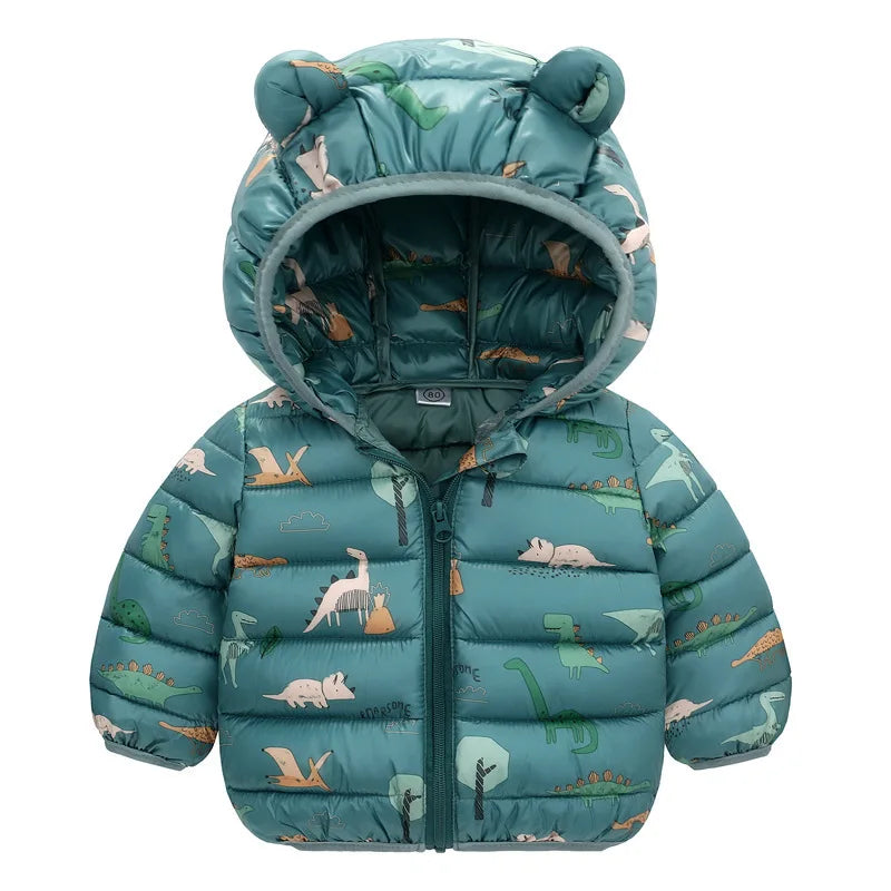 Doudoune Enfant Dinosaure À Capuche – Chaude Hiver 1-6 Ans Unisexe