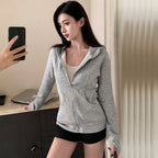 Sweat À Capuche Zipé Femme Slim – Poches Style Coréen Automne 2025
