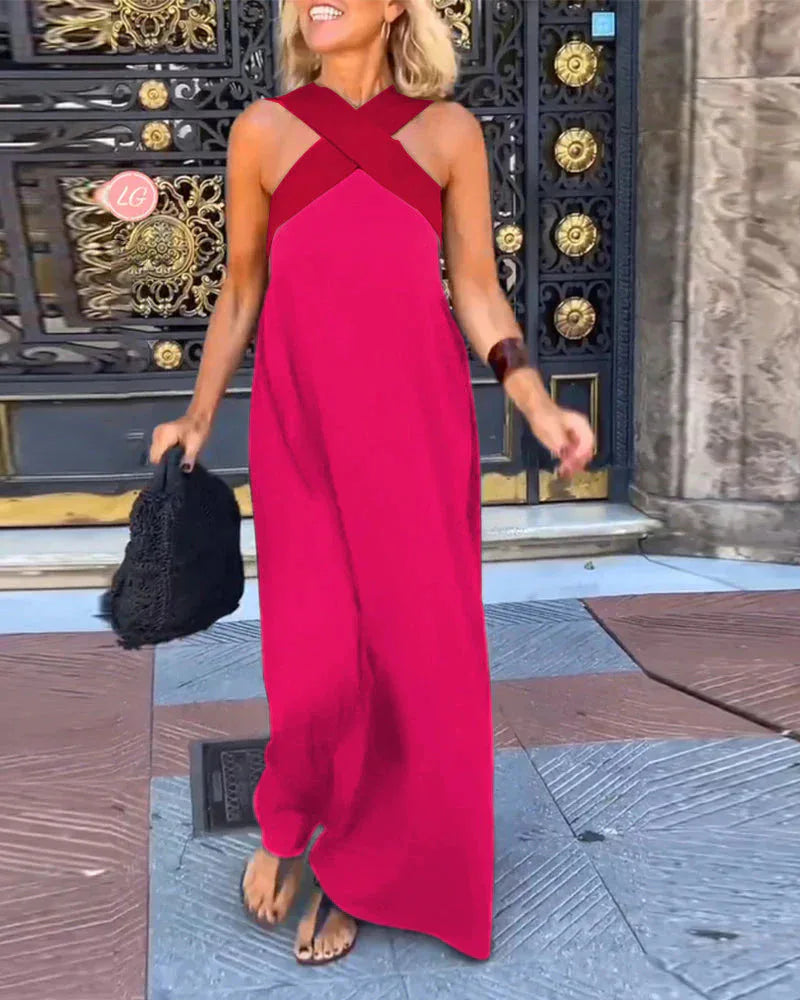 Summer Fashion Dresses For Women Sleeveless Solid Color Square-neck Casual Simple Elegant Suspender Loose Long Dresses 2025 New