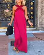 Summer Fashion Dresses For Women Sleeveless Solid Color Square-neck